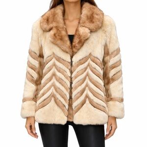 Vintage Ladies White & Brown Mink Fur Coat